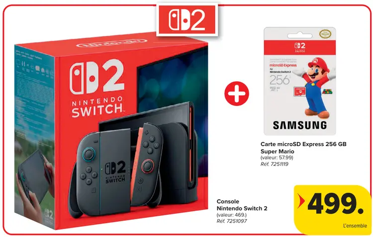 Offre: Nintendo Switch 2 Console + Carte microSD Express 256 GB Super Mario