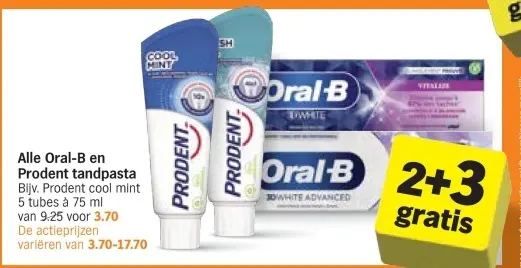 Aanbieding: Oral-B en Prodent tandpasta