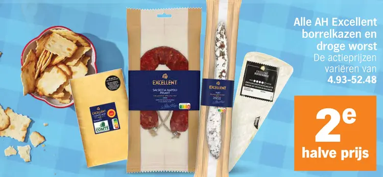 Aanbieding: AH Excellent borrelkazen en droge worst