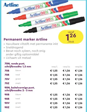 Aanbieding: Permanent marker Artline
