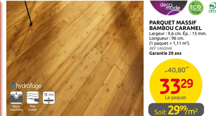 Promotie: Parquet massif bambou caramel
