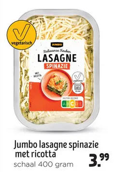 Aanbieding: Jumbo Lasagne Spinazie met Ricotta 400 g