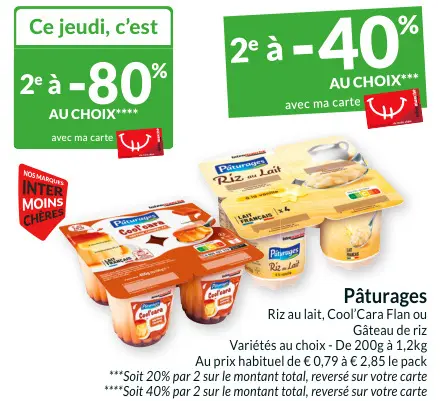 Offre: Pâturages Riz au lait, Cool'Cara Flan ou Gâte