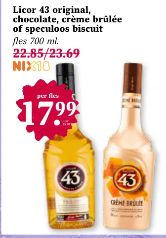 Aanbieding: Licor 43 original, chocolate, crème brûlée of speculoos biscuit