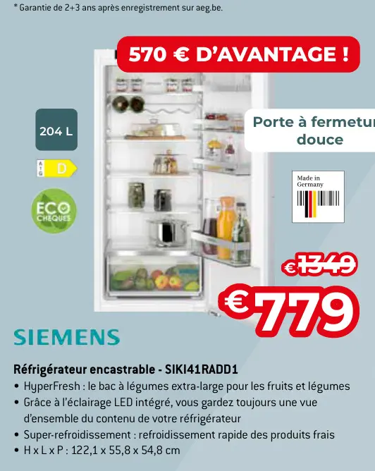 Offre: Réfrigérateur encastrable - SIKI41RADD1