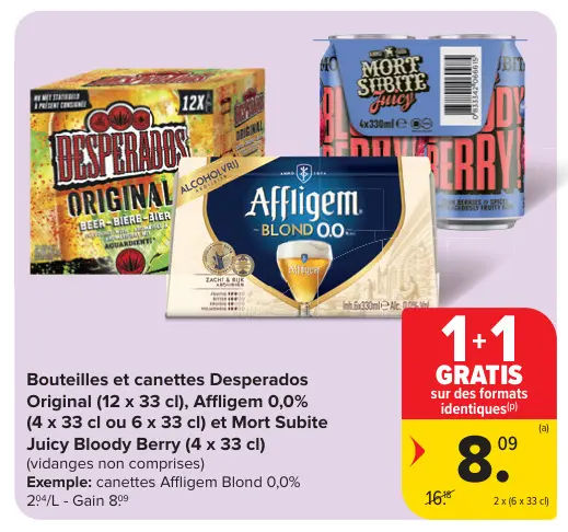 Offre: Bouteilles et canettes Desperados Original, Affligem 0,0%