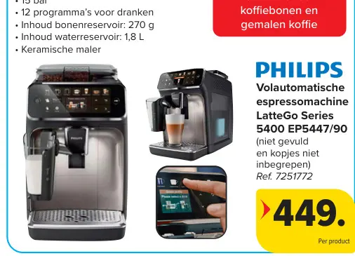 Promotie: Volautomatische espressomachine LatteGo Series 5400 EP5447/90