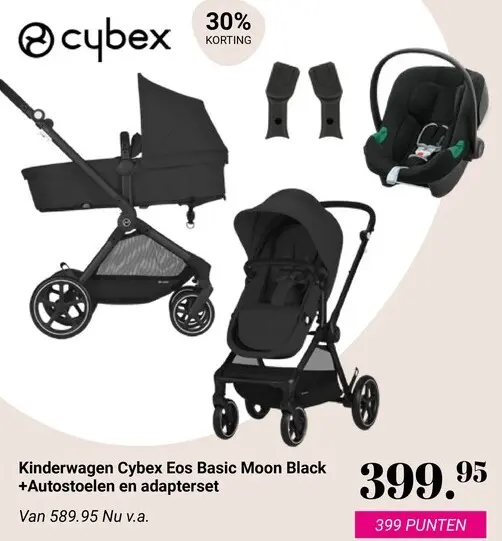Aanbieding: Kinderwagen Eos Basic Moon Black +Autostoelen en adapterset