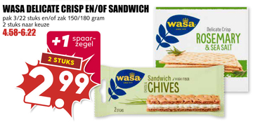 Aanbieding: WASA DELICATE CRISP EN/OF SANDWICH