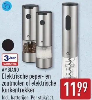 Aanbieding: Elektrische peper- en zoutmolen of elektrische kurkentrekker