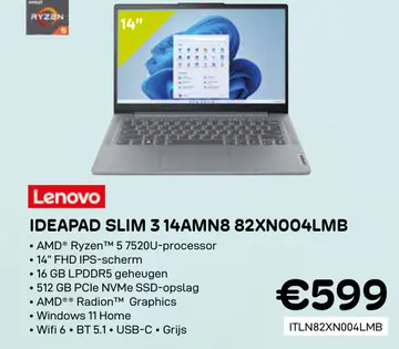 Aanbieding: Ideapad slim 3 14amn8 82xn004lmb