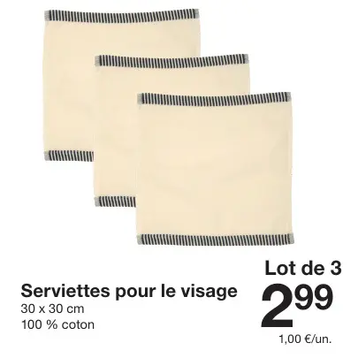Offre: Serviettes pour le visage