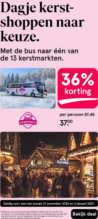 Aanbieding: Slangen Reizen Dagje kerstshoppen naar keuze