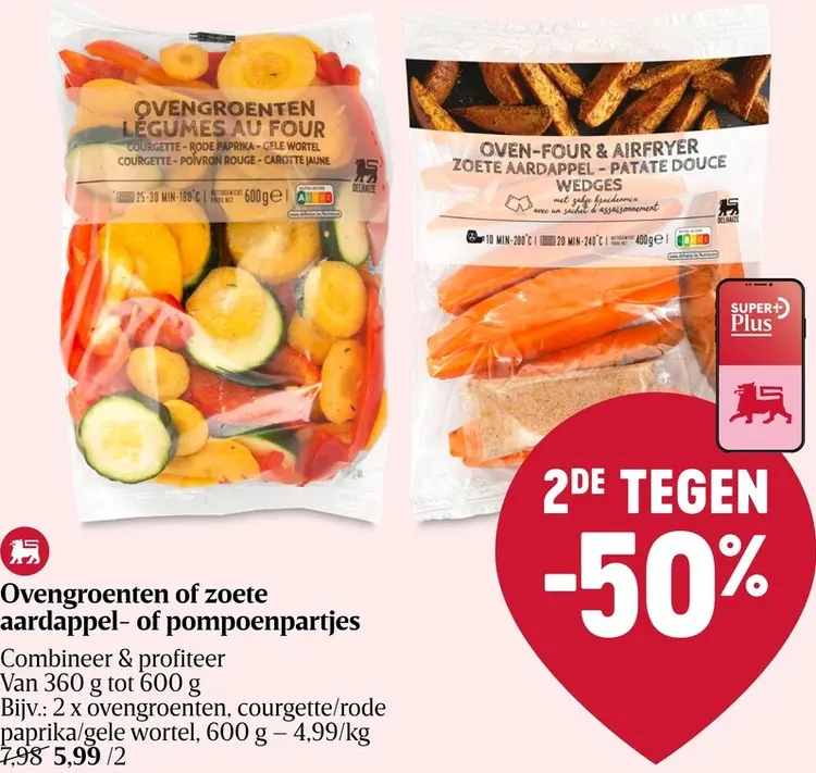 Promotie: Ovengroenten of zoete aardappel- of pompoenpartjes