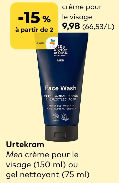 Offre: Crème pour le visage ou gel nettoyant
