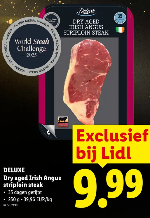 Promotie: Dry aged Irish Angus striploin steak
