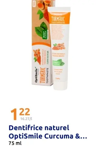 Offre: Dentifrice naturel OptiSmile Curcuma