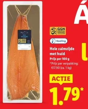 Aanbieding: Hele zalmzijde met huid