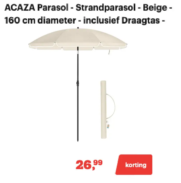 Promotie: ACAZA Parasol - Strandparasol - Beige