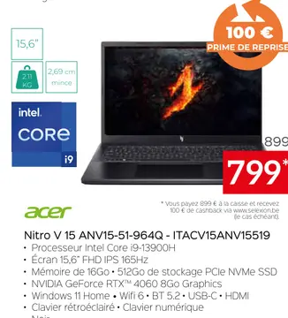 Offre: Nitro V 15 ANV15-51-964Q - ITACV15ANV15519