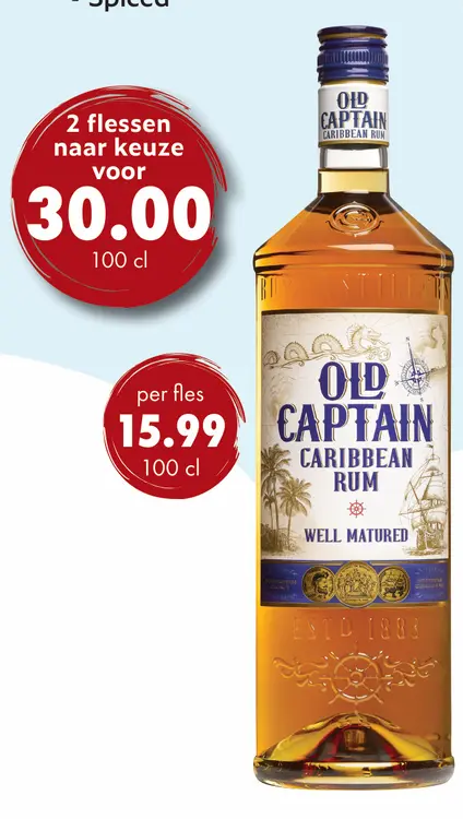 Aanbieding: Old Captain Caribbean Rum 2 flessen voor €30