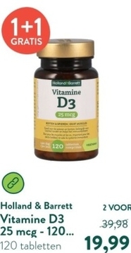Aanbieding: Holland & Barrett Vitamine D3 25 mcg - 120 tabletten