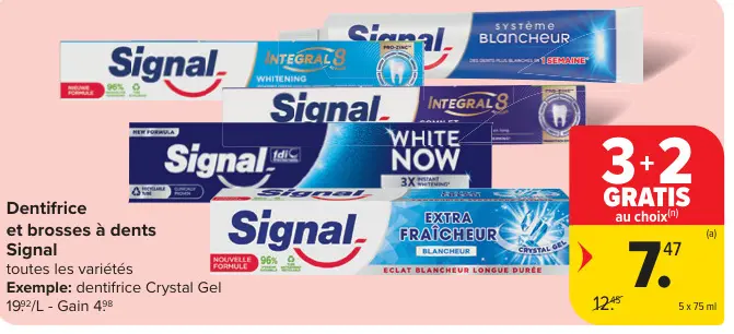 Offre: Dentifrice et brosses à dents