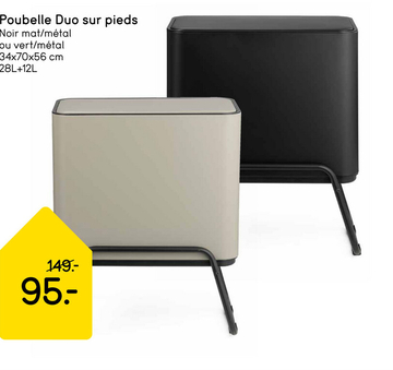 Offre: Poubelle Duo sur pieds - vert- métal/plastique - 28 + 12 litres