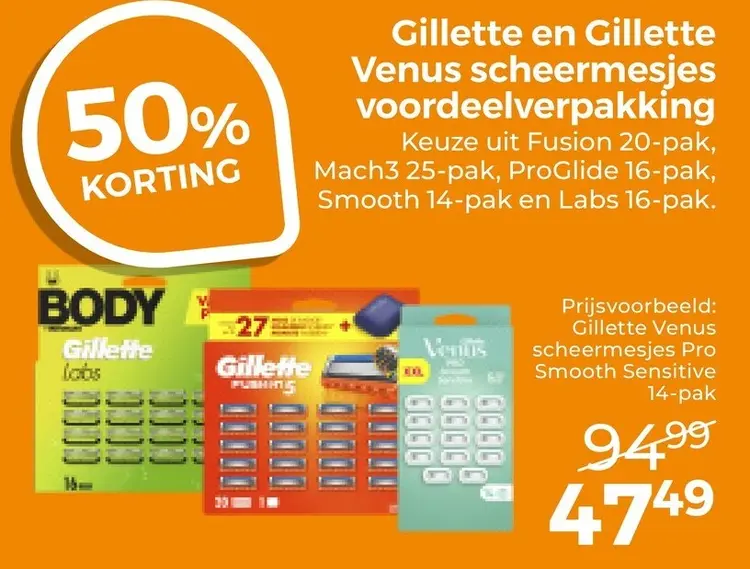 Aanbieding: Gillette en Gillette Venus scheermesjes voordeelverpakking
