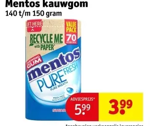 Aanbieding: Mentos kauwgom