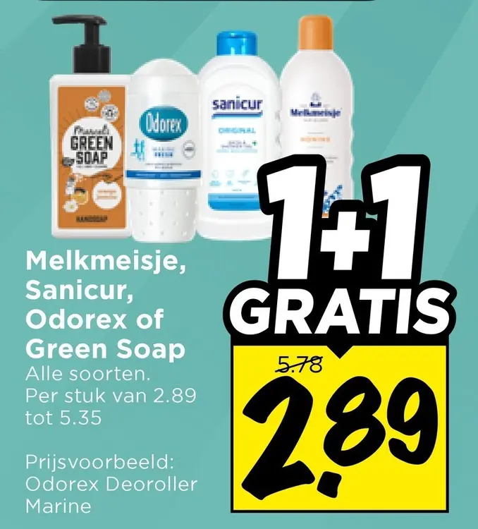 Aanbieding: Handzeep, Sanicur, Deoroller of Green Soap