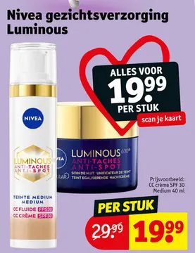 Aanbieding: Nivea gezichtsverzorging Luminous
