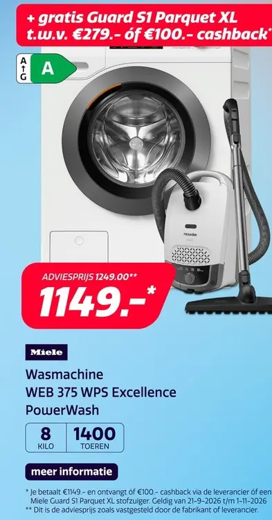 Aanbieding: Miele WEB375 WPS PWash & 8kg Excellence
