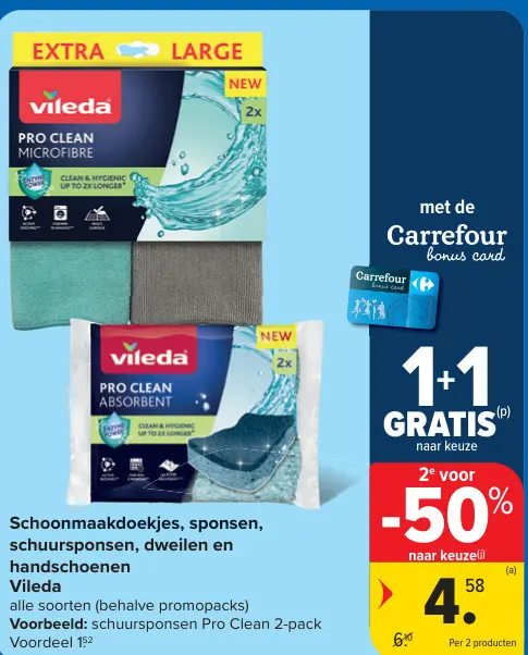 Promotie: Schoonmaakdoekjes, sponsen, schuursponsen, dweilen en handschoenen