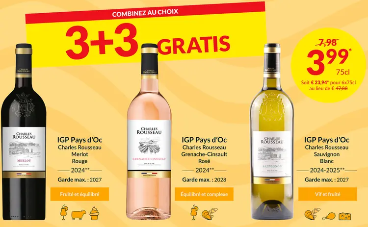 Offre: IGP Pays d'Oc Charles Rousseau Merlot Rouge, 