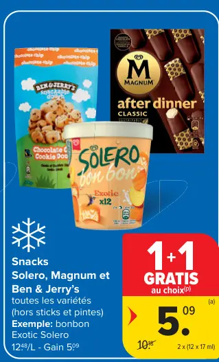 Offre: Snacks Solero, Magnum et Ben & Jerry's