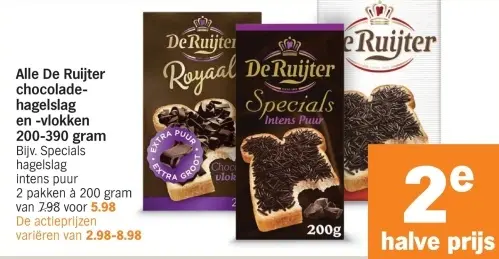 Aanbieding: De Ruijter chocolade-hagelslag en -vlokken