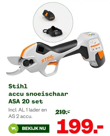 Aanbieding: accu snoeischaar ASA 20 set