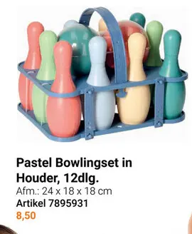 Aanbieding: Bowlingset Pastel in Houder, 12dlg.