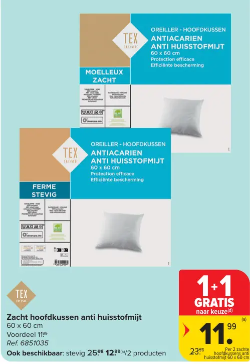 Promotie: hoofdkussen anti huisstofmijt