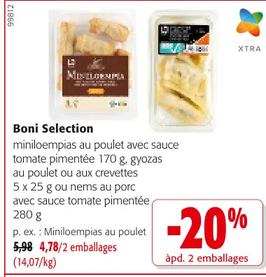 Offre: Miniloempias au poulet avec sauce tomate pime