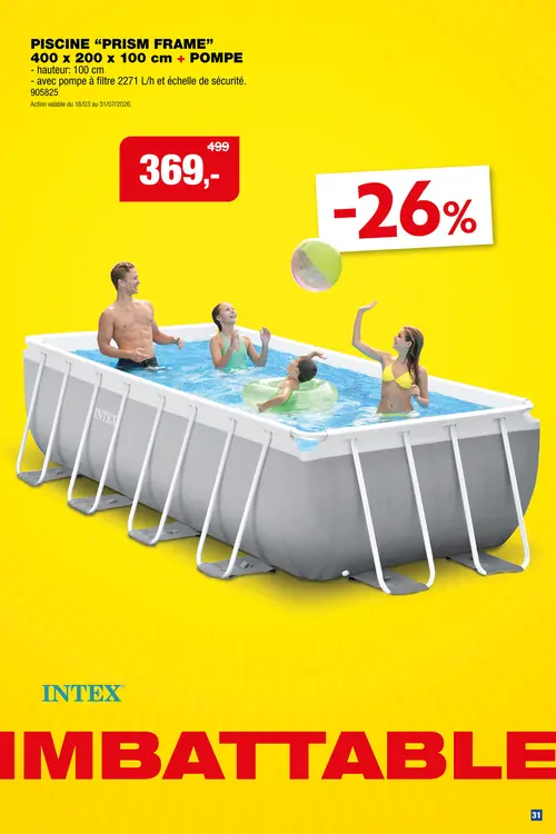 Offre: Intex Prism Frame piscine tubulaire 400x200x100 cm + pompe