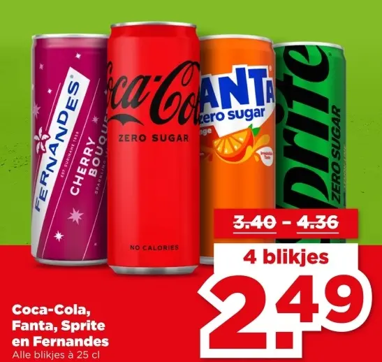 Aanbieding: Coca-Cola, Fanta, Sprite en Fernandes
