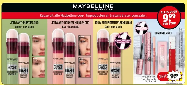Aanbieding: Maybelline oog-, lipproducten en Instant Eras