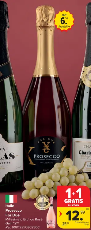 Offre: Prosecco For Due Millesimato Brut ou Rosé