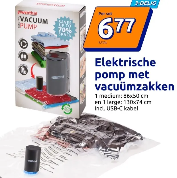 Aanbieding: Elektrische pomp met vacuümzakken