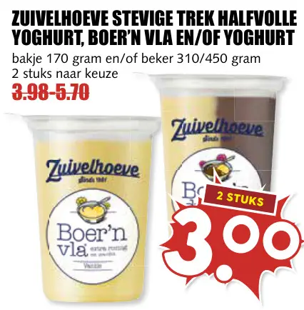 Aanbieding: Stevige trek halfvolle yoghurt, boer'n vla en/of yoghurt