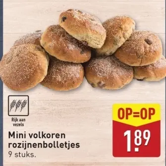 Aanbieding: Mini volkoren rozijnenbolletjes