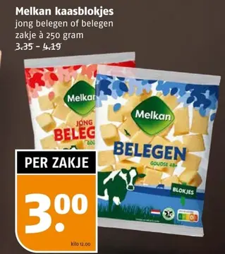 Aanbieding: Melkan kaasblokjes