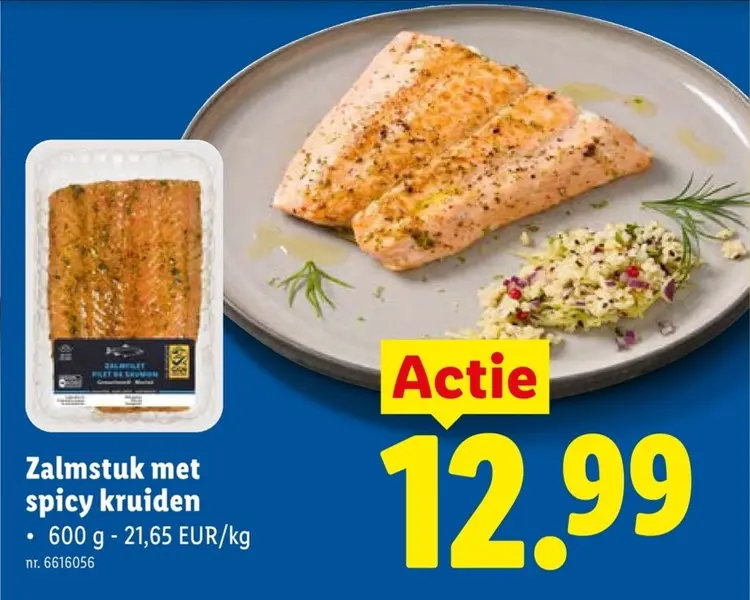 Promotie: Zalmstuk met spicy kruiden